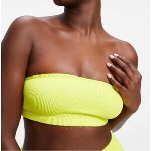 Good American Womens Crinkle Basic Bandeau Bikini Top‎ Size L-XL New